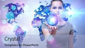  Presentation with air cargo - Slide set with cargo vessels cargo flights - businesswoman in air transportation concept background and a  colored foreground