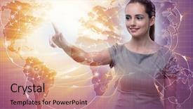  Presentation with transportation - Slide deck with cargo vessels cargo flights - businesswoman in air transportation concept background and a coral colored foreground