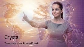  Presentation with transportation - Theme with cargo vessels cargo flights - businesswoman in air transportation concept background and a coral colored foreground