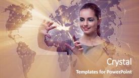  Presentation with transportation - PPT theme with cargo vessels cargo flights - businesswoman in world transportation concept background and a coral colored foreground