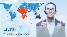  Presentation with concept - Theme with cargo vessels cargo flights - woman in online booking concept background and a  colored foreground