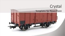  Presentation with cargo - PPT theme consisting of cargo wagon - isolated on white background and a light gray colored foreground