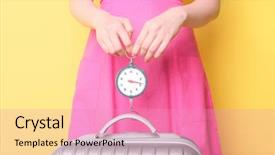  Presentation with heavy mining equipment safety - Colorful PPT theme enhanced with cargo weight - woman weighting heavy luggage backdrop and a coral colored foreground