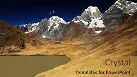  Presentation with lake - Beautiful theme featuring carhuacocha-lake-in-cordiliera-huayhuash backdrop and a gold colored foreground