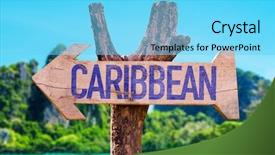  Presentation with puerto rico - Colorful presentation theme enhanced with caribbean arrow with beach background backdrop and a light blue colored foreground
