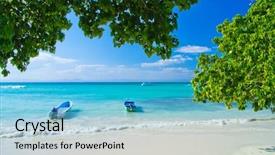  Presentation with palm tree - Cool new presentation with caribbean beach and palm tree backdrop and a light blue colored foreground