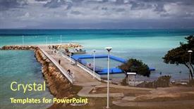  Presentation with caribbean - Audience pleasing PPT theme consisting of caribbean beach and pier - guadeloupe lesser antilles backdrop and a tawny brown colored foreground