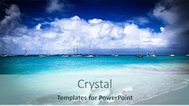  Presentation with caribbean - Beautiful PPT theme featuring caribbean beach - guadeloupe lesser antilles backdrop and a light blue colored foreground