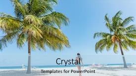  Presentation with palm beach - Slide deck with bum - caribbean beach in barbados bikini background and a light blue colored foreground