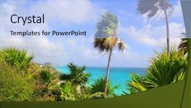  Presentation with aqua - Beautiful presentation featuring caribbean beach in tulum mexico turquoise aqua with chit palm trees backdrop and a light blue colored foreground