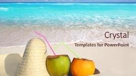  Presentation with turquoise beach - Slides with caribbean beach on mexico background and a lemonade colored foreground