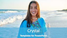  Presentation with sunset beach - Beautiful slides featuring caribbean beach sunset with embroidery backdrop and a teal colored foreground