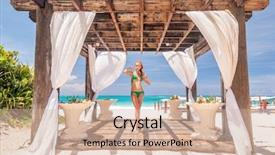  Presentation with dominican republic - Presentation theme with caribbean beach with pergola background and a  colored foreground