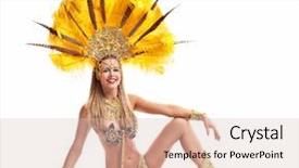  Presentation with costume - Amazing slides having brazilian woman posing in samba backdrop and a lemonade colored foreground