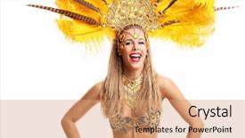  Presentation with brazilian candies - Audience pleasing slides consisting of brazilian woman posing in samba backdrop and a coral colored foreground