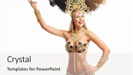  Presentation with costume - Slides with brazilian woman posing in samba background and a light gray colored foreground