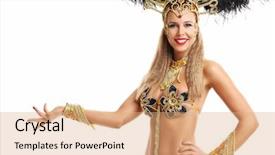  Presentation with costume - Slides enhanced with brazilian woman posing in samba background and a coral colored foreground
