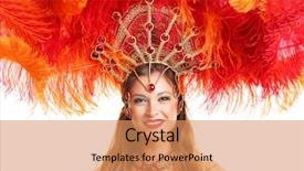  Presentation with costume - PPT theme with brazilian woman posing in samba background and a coral colored foreground
