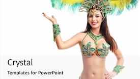  Presentation with costume - Amazing slides having brazilian woman posing in samba backdrop and a white colored foreground