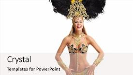  Presentation with costume - Audience pleasing theme consisting of brazilian woman posing in samba backdrop and a lemonade colored foreground