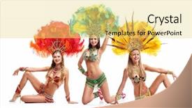  Presentation with dancing - PPT theme having brazilian women dancing samba background and a blonde colored foreground