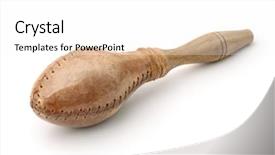  Presentation with traditional wood - Beautiful PPT layouts featuring traditional maraca made of leather and wood isolated on white backdrop and a white colored foreground