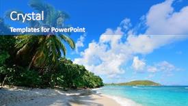  Presentation with coconut tree - Slide deck enhanced with caribbean islands - colorful beach with coconut tree background and a cobalt blue colored foreground