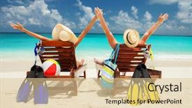  Presentation with paradise island - Audience pleasing slide set consisting of caribbean islands - happy family vacation at paradise backdrop and a lemonade colored foreground