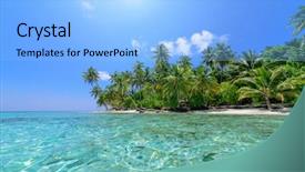  Presentation with palm beach - Presentation theme consisting of caribbean islands - palm tree beach background and a light blue colored foreground