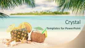  Presentation with palm beach - Presentation theme having caribbean islands - sandy tropical beach with palm background and a sky blue colored foreground