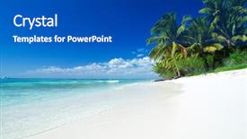  Presentation with annual dinner under the sea - Presentation theme consisting of caribbean islands - tropical sea under the blue background and a  colored foreground