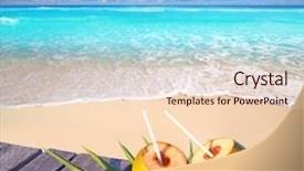  Presentation with palm beach - Theme featuring caribbean paradise beach coconuts cocktail background and a lemonade colored foreground