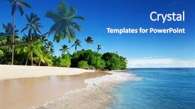  Presentation with caribbean - Beautiful PPT theme featuring caribbean sea and palms backdrop and a teal colored foreground