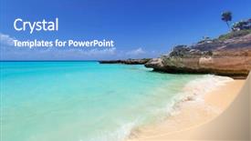  Presentation with sea and beach - Cool new PPT layouts with caribbean sea beach in playa backdrop and a teal colored foreground