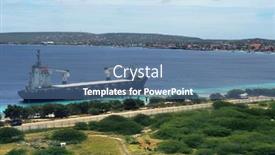  Presentation with sea port - Audience pleasing PPT theme consisting of caribbean-sea-general-cargo-santa backdrop and a ocean colored foreground