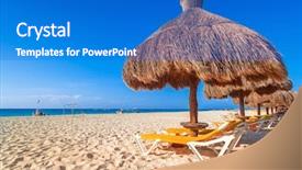  Presentation with sea and beach - Cool new PPT theme with caribbean sea in playa backdrop and a cobalt blue colored foreground