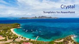  Presentation with tropical top view summer botanical - Beautiful presentation theme featuring caribbean sea in st vincent backdrop and a sky blue colored foreground