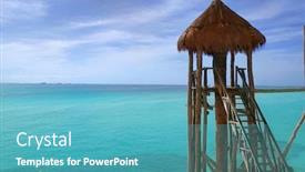  Presentation with cabin - PPT layouts with caribbean-sea-with-wooden-cabin background and a teal colored foreground