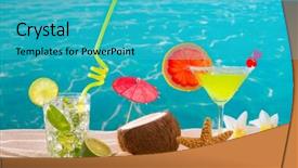  Presentation with caribbean - Presentation theme having caribbean tropical sand beach cocktails mojito margarita background and a teal colored foreground