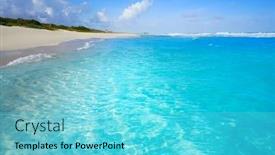  Presentation with turquoise beach - Slide set enhanced with caribbean-turquoise-beach-clean-waters background and a light blue colored foreground