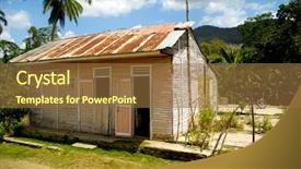  Presentation with republic dominican - Beautiful presentation theme featuring caribbean wooden house dominican republic backdrop and a tawny brown colored foreground
