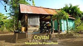  Presentation with republic dominican - Beautiful PPT layouts featuring caribbean wooden house dominican republic backdrop and a tawny brown colored foreground