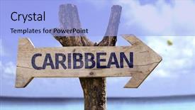  Presentation with caribbean - Presentation theme having caribbean wooden sign background and a light blue colored foreground