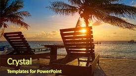  Presentation with maya - Amazing PPT theme having caribe - riviera maya sunrise beach hammocks backdrop and a tawny brown colored foreground