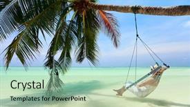  Presentation with swing - Cool new presentation design with caribe - young beautiful woman relaxing backdrop and a  colored foreground
