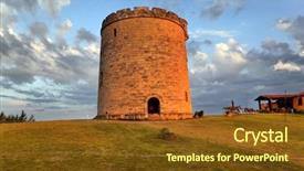  Presentation with cuba us - PPT theme featuring caribean - historical tower in varadero cuba background and a tawny brown colored foreground