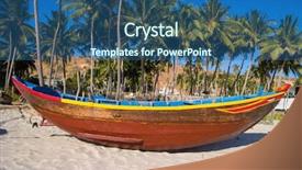  Presentation with sky blue - PPT theme enhanced with caribean - palm over blue sky background and a  colored foreground