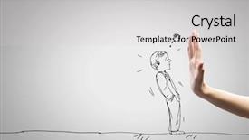  Presentation with hand holding colorful brain sketch - Audience pleasing theme consisting of caricature - close up of human hand backdrop and a light gray colored foreground