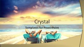  Presentation with resort - PPT theme consisting of caricature - couple on the beach background and a blonde colored foreground