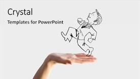  Presentation with cartoon - Theme featuring caricature of businessman running background and a  colored foreground